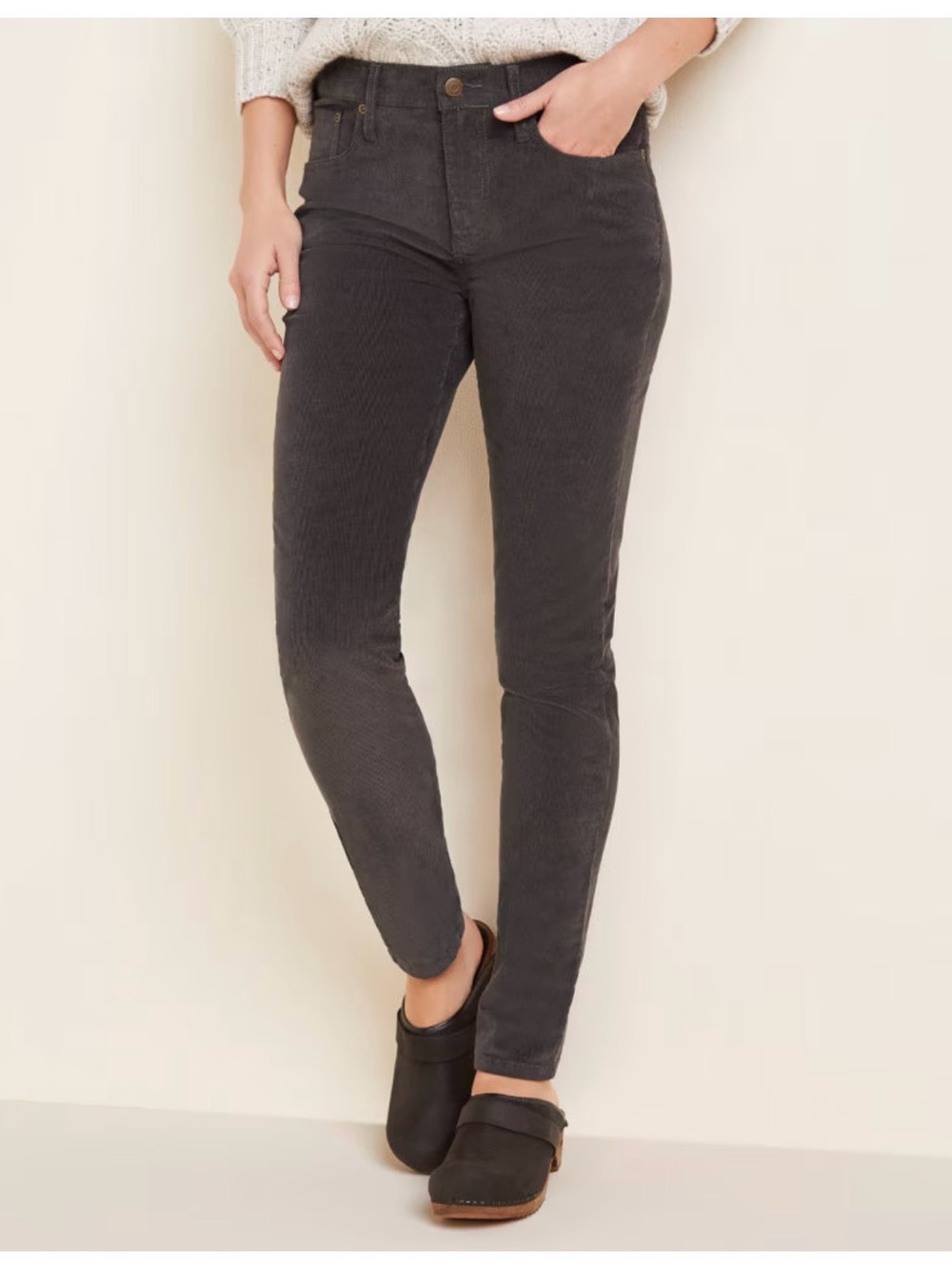 Garnet Hill Essential Slim Gray Corduroy Pants